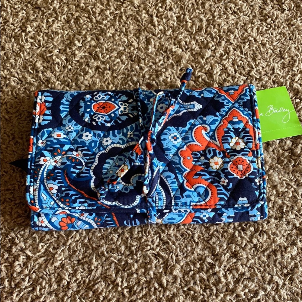 Vera Bradley Blue and Orange Paisley Jewelry Roll